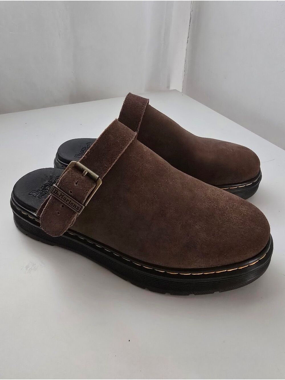 NWOT Dr. Martens Brookline Brown Suede Slingback Mules Clogs Women’s 9 Men’s 8 - Picture 8 of 17